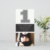 Baby 1e verjaardag nummer 1 Dank u wel Bedankkaart (Staand voorkant)