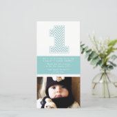 Baby 1e verjaardag nummer 1 Dank u wel Bedankkaart (Staand voorkant)