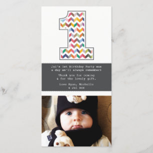 Baby 1e verjaardag nummer 1 Dank u wel Bedankkaart