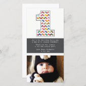 Baby 1e verjaardag nummer 1 Dank u wel Bedankkaart (Voorkant / Achterkant)