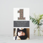 Baby 1e verjaardag nummer 1 Dank u wel Bedankkaart (Staand voorkant)