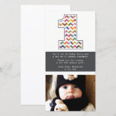 Baby 1e verjaardag nummer 1 Dank u wel Bedankkaart (Voorkant / Achterkant)