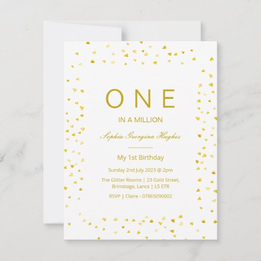 baby 1e verjaardag, One in a million uitnodiging (Voorkant)