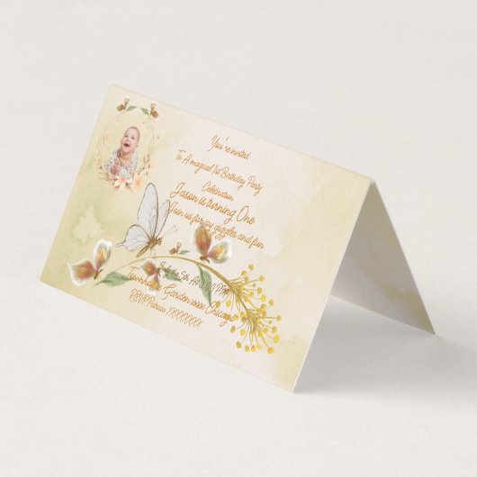 Baby 1e verjaardag uitnodiging (Voorkant)