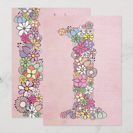 Baby 1e verjaardag Uitnodiging van de Partij van d (Voorkant / Achterkant)