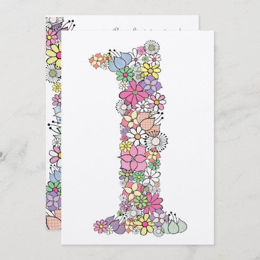 Baby 1e verjaardag Uitnodiging van de Partij van d (Voorkant / Achterkant)