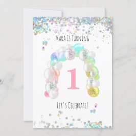 *~* BABY 1e verjaardag van een eerste ballonmeisje Kaart