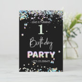 *~* BABY 1e verjaardag van een eerste regenboogbal Kaart (Staand voorkant)