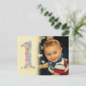 Baby 1e Verjaardagsballonnen Bedankt Foto Briefkaa Briefkaart (Staand voorkant)