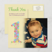 Baby 1e Verjaardagsballonnen Bedankt Foto Briefkaa Briefkaart (Voorkant / Achterkant)