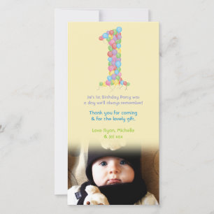Baby 1e Verjaardagsballonnen Dank u Fotokaart Bedankkaart