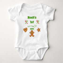 Baby 1e zoete XmaS Gingerbread Pals Groene Tekst Romper