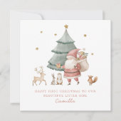 Baby 1st Christmas Cute Teddy Bear Feestdagenkaart (Voorkant)