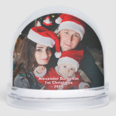 Baby 1st Christmas Family Mom Dad Photo Custom Sneeuwbol (Voorkant)
