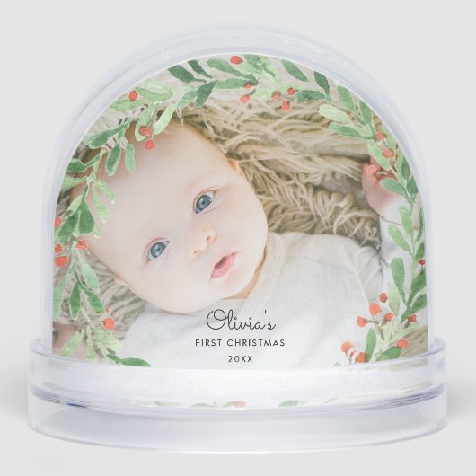 Baby 1st Christmas Photo Snow Globe Sneeuwbol (Voorkant)