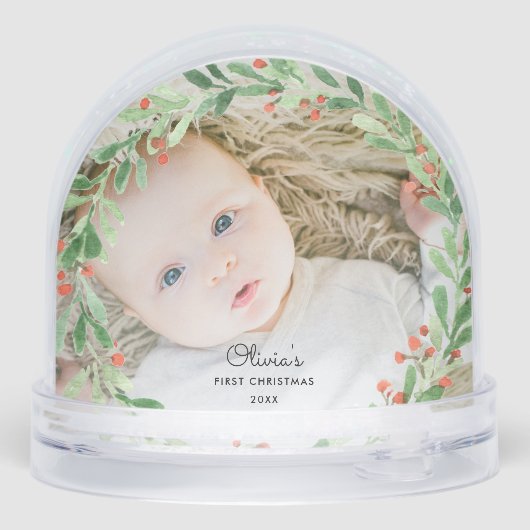 Baby 1st Christmas Photo Snow Globe Sneeuwbol (Achterkant)