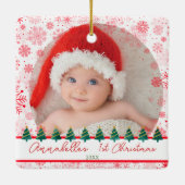 Baby 1st Christmas Snowflake Candy Cane Keramisch Ornament (Achterkant)