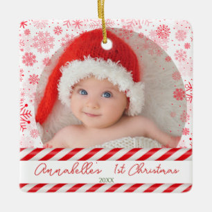 Baby 1st Christmas Snowflake Candy Cane Keramisch Ornament