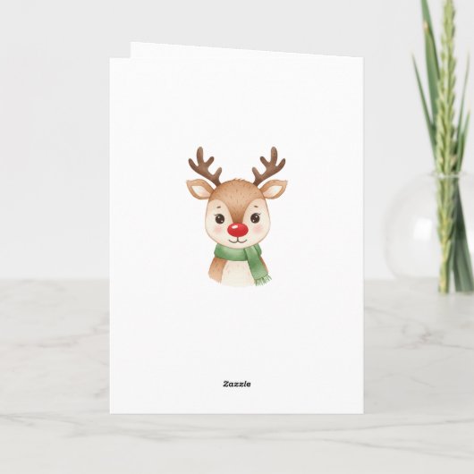 Baby 1st Christmas Tree Santa Reindeers Feestdagen Kaart (Achterkant)