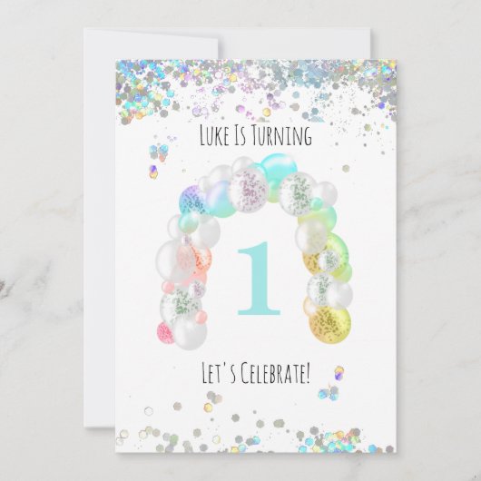 *~* BABY 1st One First Balloon BOY Birthday  Kaart (Voorkant)