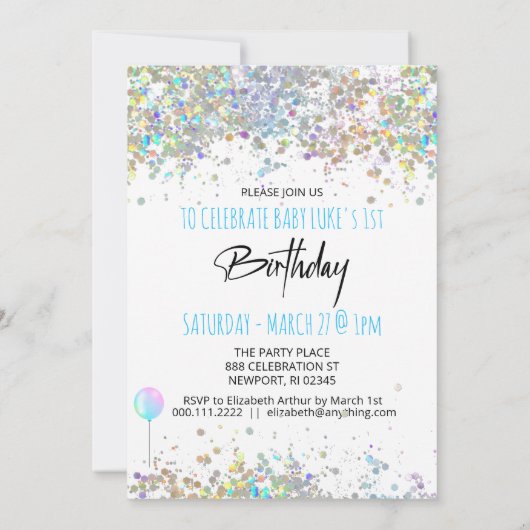 *~* BABY 1st One First Balloon BOY Birthday  Kaart (Achterkant)