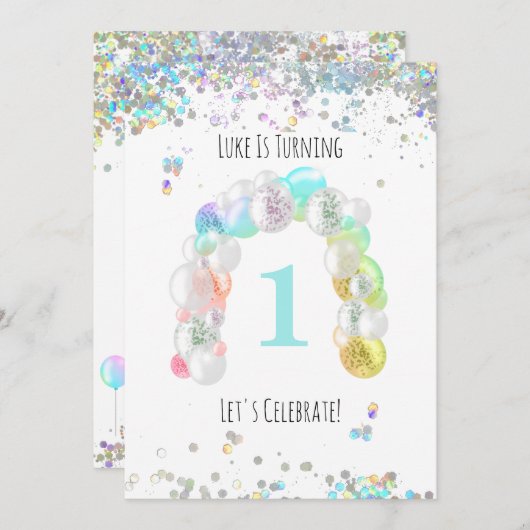 *~* BABY 1st One First Balloon BOY Birthday  Kaart (Voorkant / Achterkant)