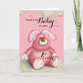 Baby/1st Pasen - Roze Konijntje Feestdagen Kaart