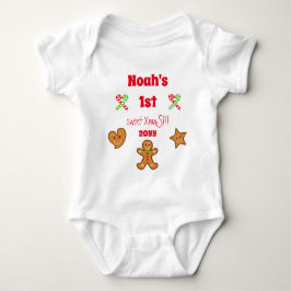 Baby 1st sweet XmaS Gingerbread Pals Red Text Romper
