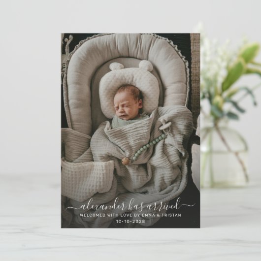 Baby 2 Foto Geboorte Aankondiging (Staand voorkant)