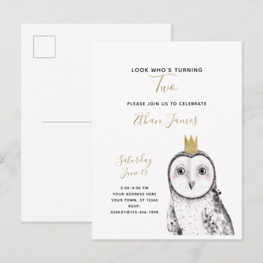 Baby 2de verjaardag van de zwarte en witte ovale uitnodiging briefkaart (Voorkant / Achterkant)