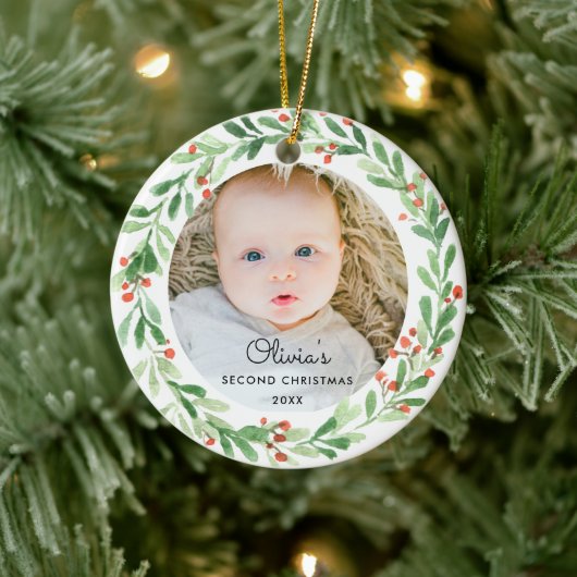 Baby 2e kerstfoto Ornament (Boom)