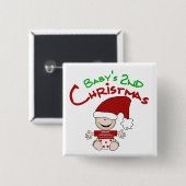 Baby 2e kerstshirt en cadeaus vierkante button 5,1 cm (Voorkant /achterkant)