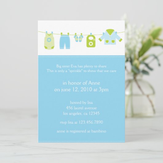 Baby 2e Shower Invitation Kaart (Staand voorkant)