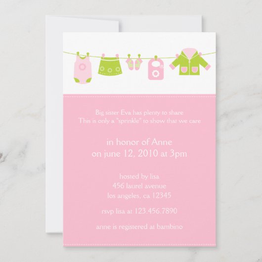 Baby 2e Shower Invitation Kaart (Voorkant)