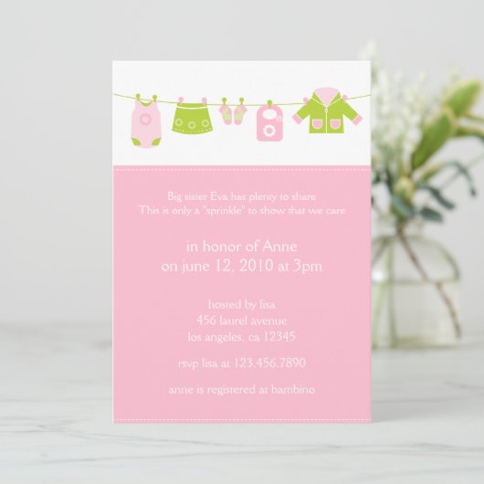 Baby 2e Shower Invitation Kaart (Staand voorkant)