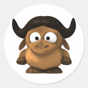 Baby 3-D GNU-Sticker Ronde Sticker