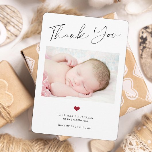 Baby 3 foto bedankt je script geboorteaankondiging notitiekaartje