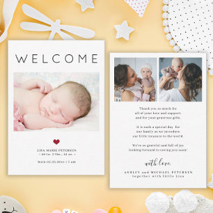 Baby 3 foto welkomst typografie geboorteaankondigi kaart