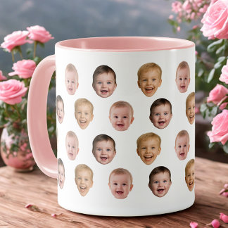 Baby 3 Photo Face Mug, Personalized Gift Mok