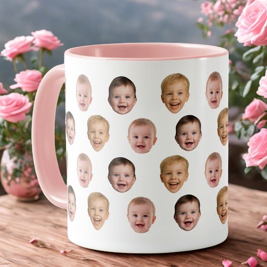 Baby 3 Photo Face Mug, Personalized Gift Mok