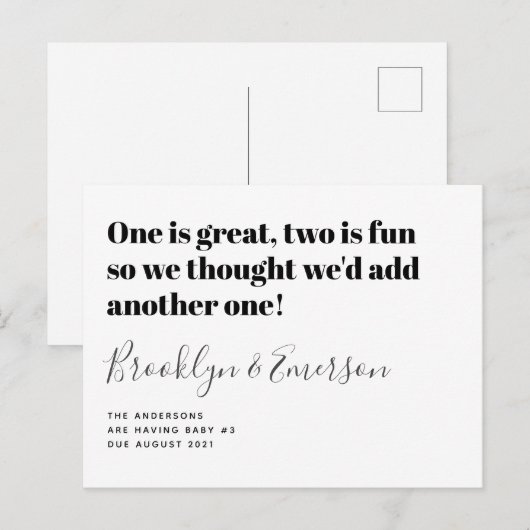 Baby 3 Zwangerschap Aankondiging (Voorkant / Achterkant)