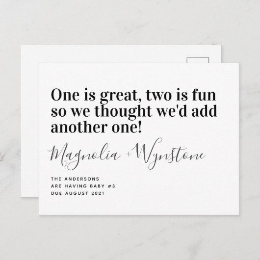 Baby 3 Zwangerschap Aankondiging (Voorkant / Achterkant)