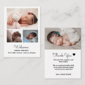 Baby 4 Foto Geboortedatum Aankondiging kaart|Nieuw (Voorkant / Achterkant)