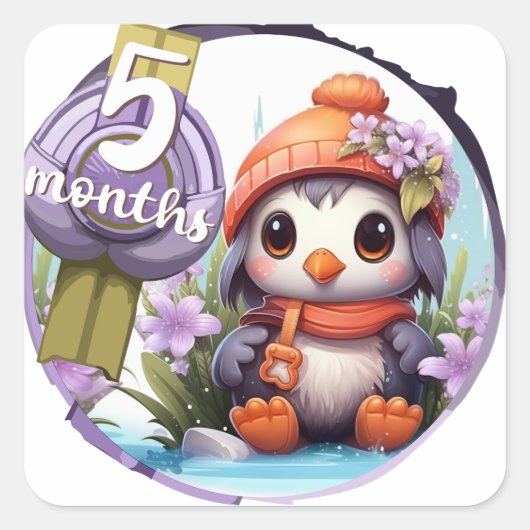 Baby - 5 months too vierkante sticker (Voorkant)