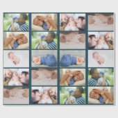 Baby 6 fotocollage klassiek blauw cadeaupapier (Vlak)