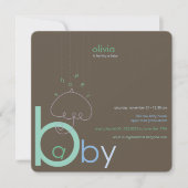 Baby "a" in B Belly Blue Whimsical Boy Baby shower Kaart (Voorkant)