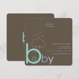 Baby "a" in B Belly Blue Whimsical Boy Baby shower Kaart