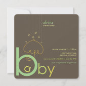 Baby a in B Belly Green Whimsical Chic Baby shower Kaart (Voorkant)