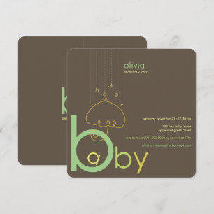 Baby a in B Belly Green Whimsical Chic Baby shower Kaart