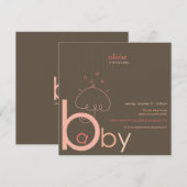 Baby a in B Belly Pink Whimsical Baby shower Kaart (Voorkant / Achterkant)